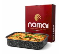 NAMAI - Bandeja Horno, 20 CM x 15 CM x 6,5 H CM, Aluminio, Apta Para Lavavajillas, Baking Tray, Diseño Efecto Piedra, Made In Italy
