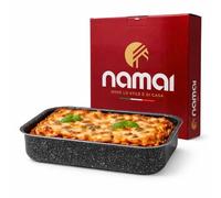 NAMAI - Bandeja Horno, 25 CM x 18 CM x 6,5 H CM, Aluminio, Apta Para Lavavajillas, Baking Tray, Diseño Efecto Piedra, Made In Italy