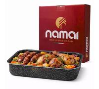 NAMAI - Bandeja Horno, 35 CM x 25 CM x 6,5 H CM, Aluminio, Apta Para Lavavajillas, Baking Tray, Diseño Efecto Piedra, Made In Italy