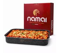 NAMAI - Bandeja Horno, 40 CM x 28 CM x 6,5 H CM, Aluminio, Apta Para Lavavajillas, Baking Tray, Diseño Efecto Piedra, Made In Italy