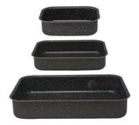 NAMAI - Juego de 3 Bandejas Horno Rectangular, Antiadherente, Apto Para Lavavajillas, Aluminio No Tóxico, Made In Italy, Bandejas De Horno (Set 2)