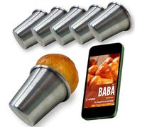 NAMAI - Juego de 6 Moldes Baba, 6 CM de Diámetro x 6 CM de Altura, Aluminio Antiadherente, Aptos Para Lavavajillas, Moldes Para Dreidora de Aire, Fabricados en Italia