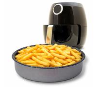 NAMAI - Recipiente Air Fryer 20 CM Redonda, Apta Para Lavavajillas, Moldes Para Freidora de Aire, Aluminio, Efecto Piedra, Molde Air Fryer, Made in Italy