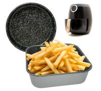 NAMAI - Set de Moldes Air Fryer 20x20 CM + 18 CM Rot, Aluminio Antiadherente, Apto Para Lavavajillas, Efecto Piedra, Fabricado en Italia