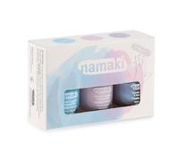 namaki Juego de 3 esmaltes de uñas despegables a base de agua, color azul pálido, rosa pálido, azul plateado + lima de uñas gratis