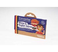 namaki - Maquillaje infantil Kit 3 colores Ninja & Superhéroe orgánico - rojo, dorado, negro