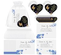 Namalu 100 juegos de recuerdos funerarios de celebración de la vida para invitados, regalos temáticos Forget Me Not, recuerdos funerarios con dijes de corazón, tarjetas de oración conmemorativas
