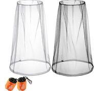 Namalu 2 Mosquitera de Malla para la Cabeza Cubierta Malla Red de Cabeza para Actividades al Aire Libre Senderismo Caminatas Moscas Jején Prevención de Insectos(Negro, Gris Claro)