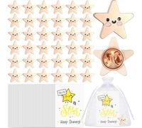Namalu 36 juegos de regalos de fin de trimestre que incluyen insignias de estrella con texto en inglés "You're a Star", tarjetas de felicitación inspiradoras y bolsas de organza, broche motivacional,