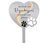 Namalu Marcador para Tumba de Mascotas Placa Conmemorativa de Metal con Grabado Placa Funeraria Impermeable Estaca para Decoración de Lápida Regalo para Dueño de Mascota Gato Perro(Puente Arcoíris)