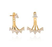 namana Pendientes Corona 'Ear Jacket' en Plata de Ley 925, Pendientes Trepadores para Mujer, Pendientes Mujer en Plata de Ley 925 con Piedras de Circonita Cúbica