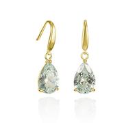 Namana Pendientes de Gota Clásicos para Mujer y Niña, Pendientes Colgantes de Pera con Piedra Blanca, Pendientes Oro Amarillo, Pendientes Mujer Dorados con Caja de Regalo