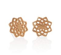 Namana Pendientes de Mandala. Pendientes con Geometría Sagrada de Acabado Cepillado. Sin Níquel y Sin Plomo. Joya con Mandala con Caja de Regalo. (Oro Rosa, Chapado en oro)