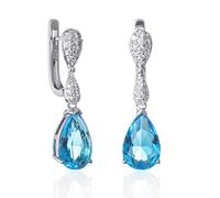 Namana Pendientes largos de plata de ley 925 en forma de lágrima para mujer, con piedras de colores en forma de pera y circonita cúbica blanca, pendientes colgantes de colores para mujer con caja de
