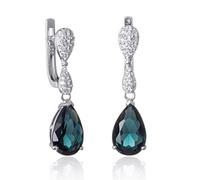 Namana Pendientes largos de plata de ley 925 en forma de lágrima para mujer, con piedras de colores en forma de pera y circonita cúbica blanca, pendientes colgantes de colores para mujer con caja de