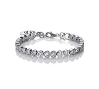 namana Pulsera de tenis con corazón para mujer, juego de pulsera de oro o acero inoxidable con cristales Swarovski en forma de corazón