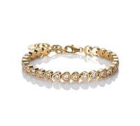 namana Pulsera de tenis de corazón para mujer, pulsera de acero inoxidable con cristales Swarovski en forma de corazón, 18 cm, Dorado