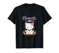 Namaste a While Kawaii Chibi Kitty Meditación Arte Camiseta