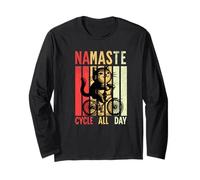 Namaste & Cycle All Day - Ciclismo vintage para gatos Manga Larga