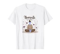 Namaste en Pijama: Yoga Zen Meditación Floral Camiseta, Hombre, Blanco, L