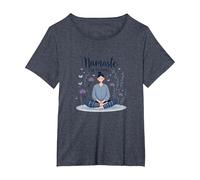 Namaste en Pijama: Yoga Zen Meditación Floral Camiseta, Mujer Tallas Grandes, Azul Jaspeado, 6XL Grande
