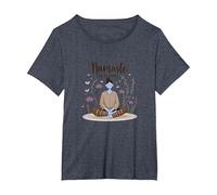 Namaste en Pijama: Yoga Zen Meditación Floral Camiseta, Mujer Tallas Grandes, Azul Jaspeado, 6XL Grande