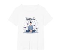 Namaste en Pijama: Yoga Zen Meditación Floral Camiseta, Mujer Tallas Grandes, Blanco, 5XL Grande