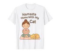 Namaste Home with My Cat Funny Yoga Meditación Amante de los Gatos Camiseta