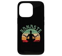 Namaste Yoga Pose Meditación Zen Paz Mujeres Retro Atardecer Carcasa para iPhone 13 Pro