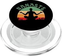 Namaste Yoga Pose Paz Medita Zen Retro Atardecer PopSockets PopGrip para MagSafe