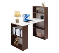 NaMaSyo Escritorio con estante, mesa de ordenador con espacio de almacenamiento, en forma de L, mesa de esquina, mesa de oficina, ordenador portátil, mesa de almacenamiento, para oficina, estudio,