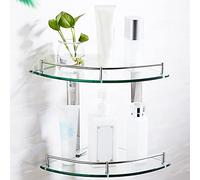 NaMaSyo Estantería Esquinera de Cristal para Baño, Estantería de Ducha de 6 mm, Estante de Pared Perfecto como Estante de Baño