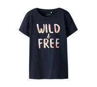 NAME IT Camiseta 'NKFVanaya' navy / naranja / rosa / offwhite 116 navy / naranja / rosa / offwhite