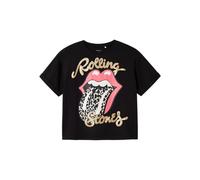 NAME IT Girl T-Shirt Rolling Stones Nkffarda Rollngstones SS Nreg Top Unv, Negro, 122-128 para Niñas