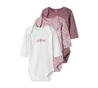 NAME IT NBFBODY 3P LS Grape Flower Noos, Body de Manga Larga bebita, Grape Shake,
