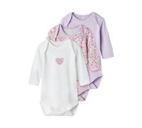 NAME IT NBFBODY 3P LS Lilac Petit Flower Noos, Body de Manga Larga bebita, Pastel Lilac,