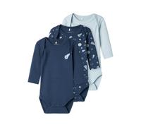 NAME IT NBMBODY 3P LS Space Noos Body de Manga Larga, Dark Denim, 62 (Pack de 3) Niños Bebes
