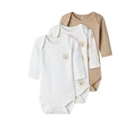NAME IT NBNBODY 3P LS Bear Noos Body de Manga Larga, Oxford Tan, 74 Bebé Unisex