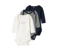 NAME IT NBNBODY 3P LS Y/D Core 2 Noos Body de Manga Larga, Dark Sapphire, 92 (Pack de 3) Bebé Unisex
