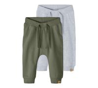 NAME IT NBNTAKKI 2P Sweat Pant Noos, Pantalones Deportivos Bebé Unisex, Light Grey Melange/Pack:Deep LICHTEN Green,