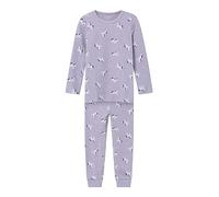 NAME IT Pijama 'NMFUNICORN' gris / lila / blanco, Talla 122-128