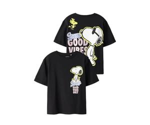 NAME IT Nkfdylana Snoopy SS Nreg Top Box Sky, Negro, 122/128 cm para niñas y niñas, Negro, 122/128 cm