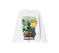 NAME IT Nkmac Minecraft LS Nreg Top Box Noos Bfu, Blanco Brillante, 134-140 para Niños