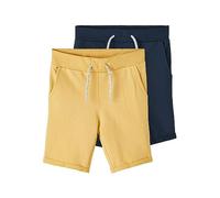 NAME IT Nkmvermo 2P Long Swe Shorts UNB F Noos Pantalones Cortos, Ochre/Pack:Packed with Dark Sapphire, 158 para Niños