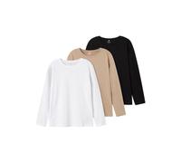 NAME IT NKMVOBBO LS Top 3P Noos, Camisa Manga Larga Niños, Black/Pack:P.W. Pure Cash + Bright White,