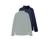 NAME IT Nknviggo 2P LS Slim Rollneck O Noos Camiseta de Manga Larga, Dark Sapphire/Pack:Grey Melange, 122/128 Unisex Adulto
