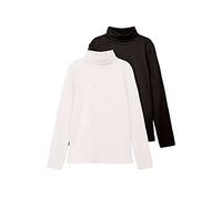 NAME IT Nknviggo 2P LS Slim Rollneck O Noos Camiseta de Manga Larga, White Alyssum/Pack:Black, 122/128 Unisex Adulto