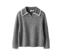 NAME IT Nmfrikasa LS Knit Polo, Gris, 110 para Niñas