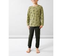 name it Pijama de niño de manga larga de dinosaurios. Verde oscuro 4 Años/3-4