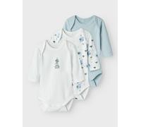 NAME IT NBMBODY 3P LS Baby Elephant Noos, Body de Manga Larga Niños Bebes, Baby Blue,